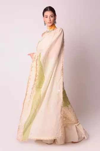 Ivory Organic Cotton Drape Saree