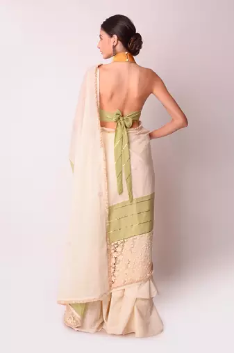 Ivory Organic Cotton Drape Saree