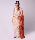 Ivory & Rust Organic Cotton Saree Set