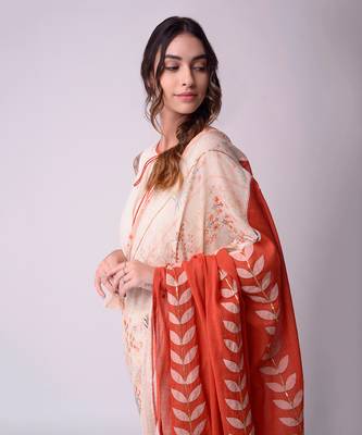 Ivory & Rust Organic Cotton Saree Set 5