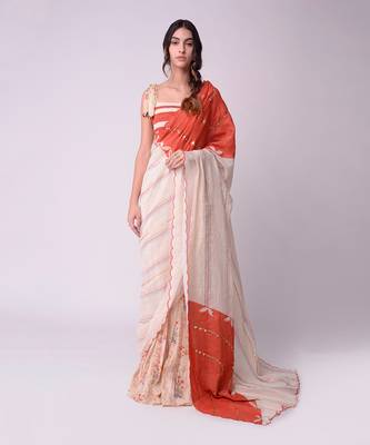 Ivory Organic Cotton Saree Set 1