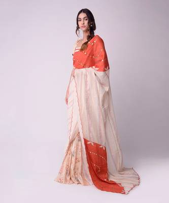 Ivory Organic Cotton Saree Set 2