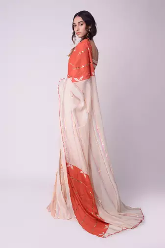 Ivory Organic Cotton Saree Set