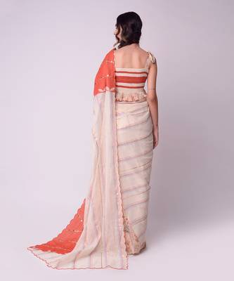 Ivory Organic Cotton Saree Set 4