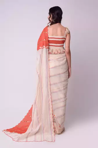 Ivory Organic Cotton Saree Set