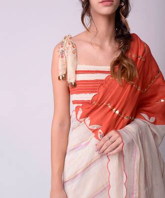 Ivory Organic Cotton Saree Set 5