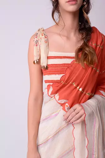 Ivory Organic Cotton Saree Set
