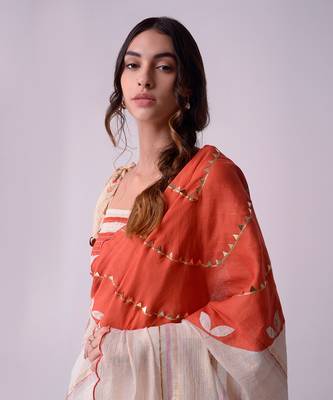 Ivory Organic Cotton Saree Set 6