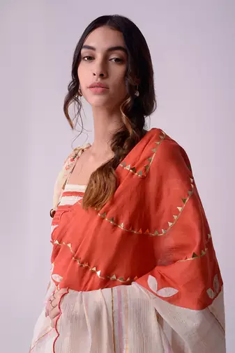 Ivory Organic Cotton Saree Set