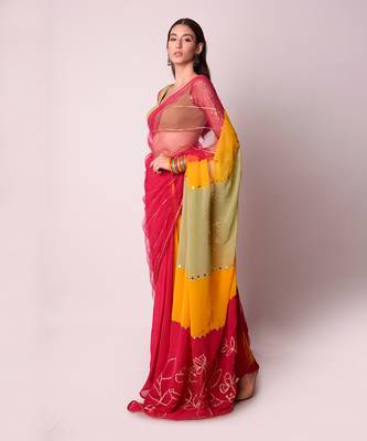 Multicolour Net & Georgette Saree Set 2