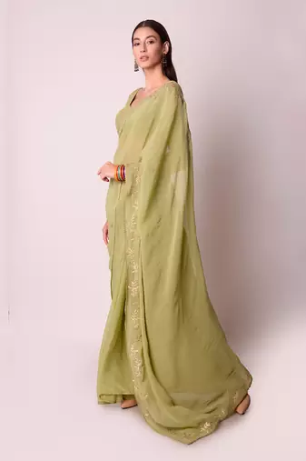Jade Georgette Saree Set