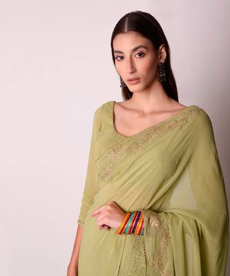 Jade Georgette Saree Set 4