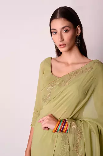 Jade Georgette Saree Set