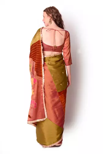 Multicolour Tissue Saree Set