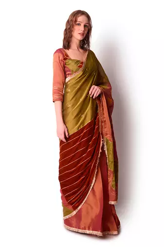 Multicolour Tissue Saree Set