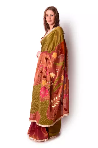 Multicolour Tissue Saree Set