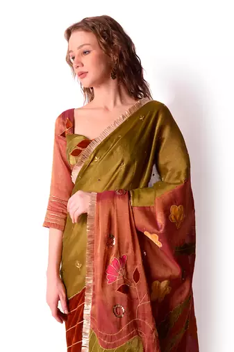 Multicolour Tissue Saree Set