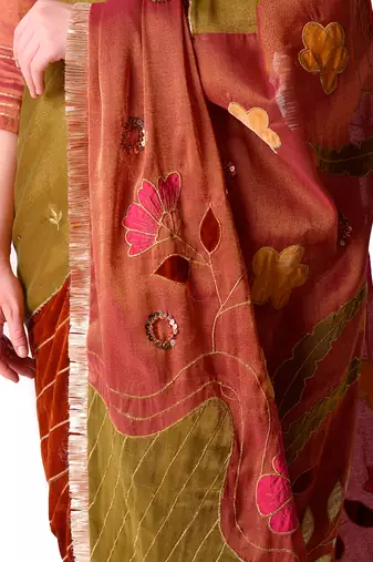 Multicolour Tissue Saree Set