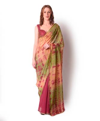 Multicolour Chanderi Saree Set 1