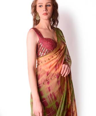 Multicolour Chanderi Saree Set 3