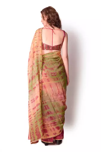 Multicolour Chanderi Saree Set