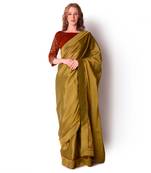 Rust & Olive Tissue Saree Set