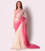 Rose Pink & Ivory Organza Saree Set