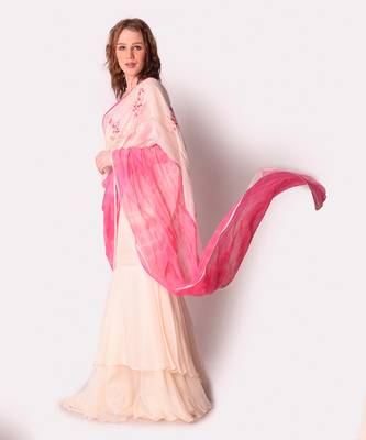 Rose Pink & Ivory Organza Saree Set 2
