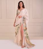 Ivory Print Organic Cotton Saree Set