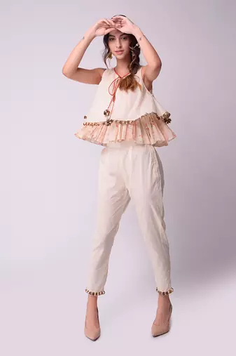 Ivory Organic Cotton Top With Pants