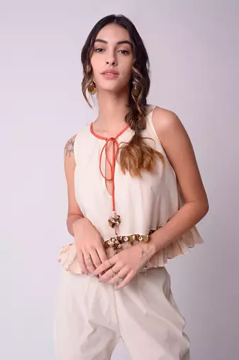 Ivory Organic Cotton Top With Pants