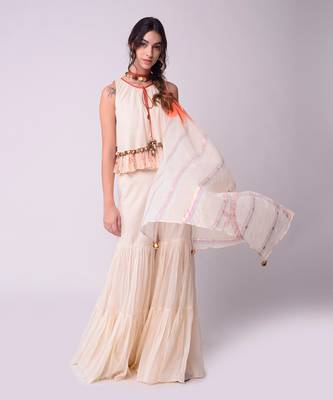 Ivory Organic Cotton Sharara Set 1