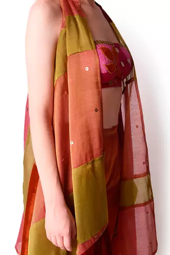 Multicolour Tissue Jacket Set
