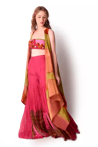 Multicolour Tissue Jacket Set