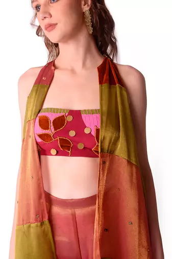 Multicolour Tissue Jacket Set