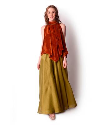 Rust & Olive Tissue Sharara Set 2