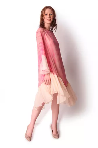 Rose Pink & Ivory Organza Dress