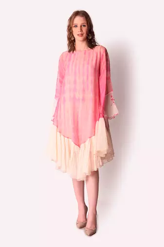 Rose Pink & Ivory Organza Dress