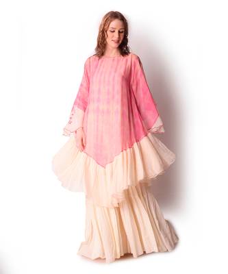 Rose Pink & Ivory Organza Sharara Set 1