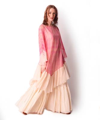 Rose Pink & Ivory Organza Sharara Set 2