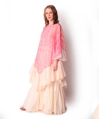 Rose Pink & Ivory Organza Sharara Set 5