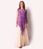 Purple & Ivory Cotton Sharara Set