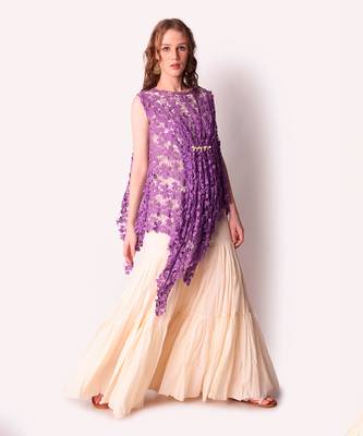 Purple & Ivory Cotton Sharara Set 2