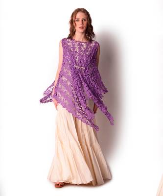 Purple & Ivory Cotton Sharara Set 3