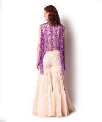 Purple & Ivory Cotton Sharara Set 4