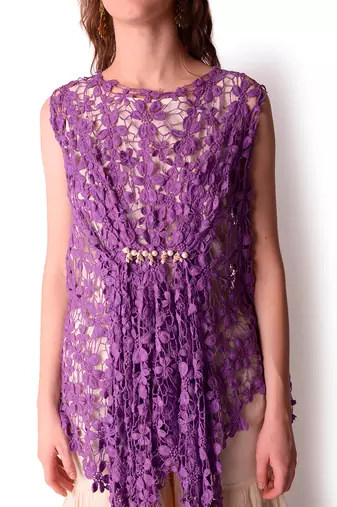 Purple & Ivory Cotton Sharara Set