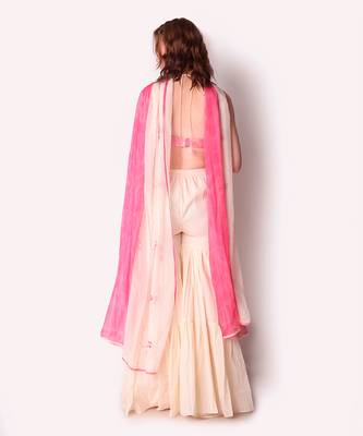 Rose Pink & Ivory Organza Sharara Set 2