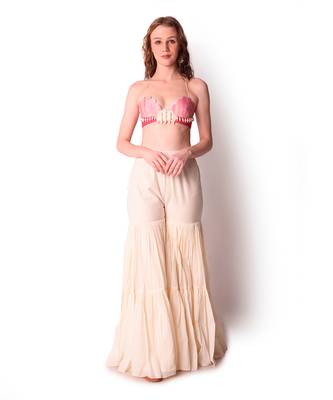 Rose Pink & Ivory Organza Sharara Set 3