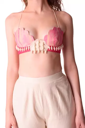 Rose Pink & Ivory Organza Sharara Set