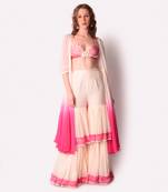 Rose Pink & Ivory Organza Jacket Set